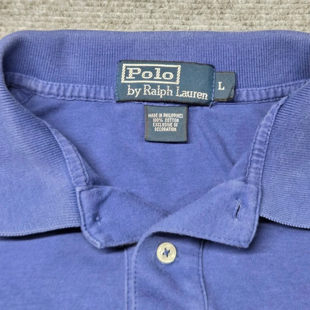 Polo Ralph Lauren Mens Blue Short Sleeve Cotton Polo Shirt Red Pony Logo Large